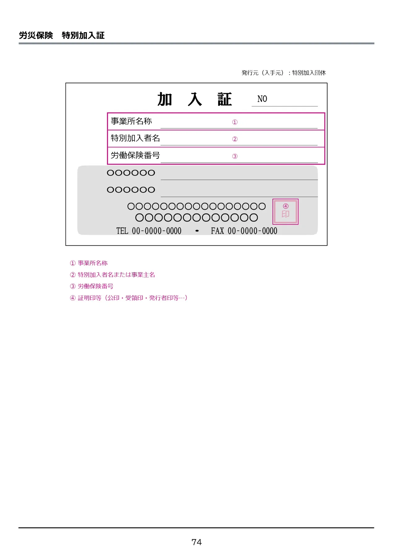 労災保険 特別加入証の見本